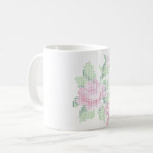 tasse rose de point croisé (Devant gauche)