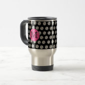 Tasse rose de volleyball de monogramme (Devant gauche)