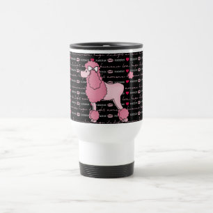 Tasse rose de voyage de caniche de rétros années