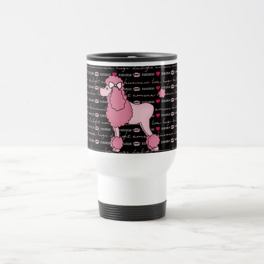 Tasse rose de voyage de caniche de rétros années (Centre)