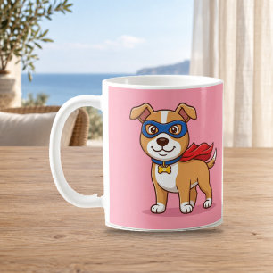 Tasse Rose Dessin Animé Mignon Héros Super Chien