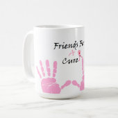 Tasse rose d'impression de main de ruban (Devant gauche)