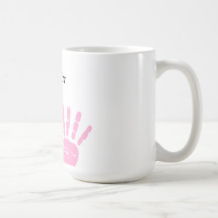 Tasse rose d'impression de main de ruban