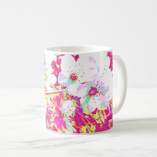 Tasse rose et jaune de fleur (Devant droit)