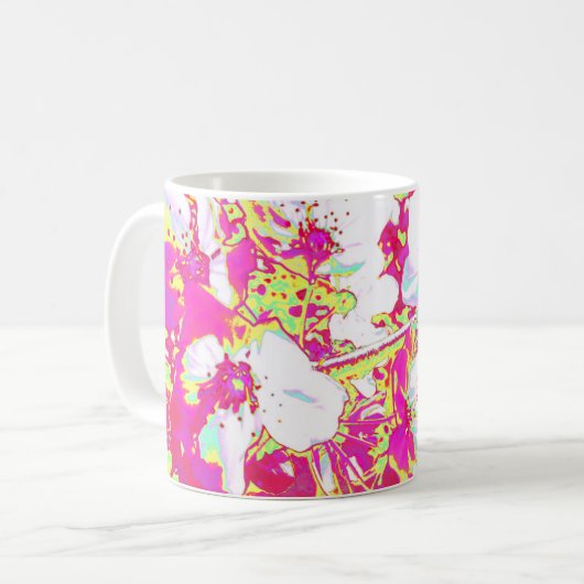 Tasse rose et jaune de fleur (Devant gauche)