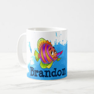 Tasse rose et orange de poissons
