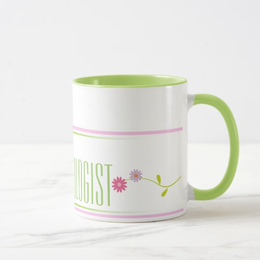 Tasse rose et verte de psychologue d'école de café (Droite)