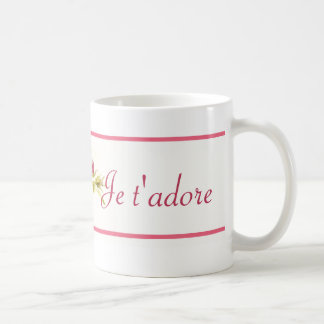Tasse rose florale "t'adore de Je" 11 onces