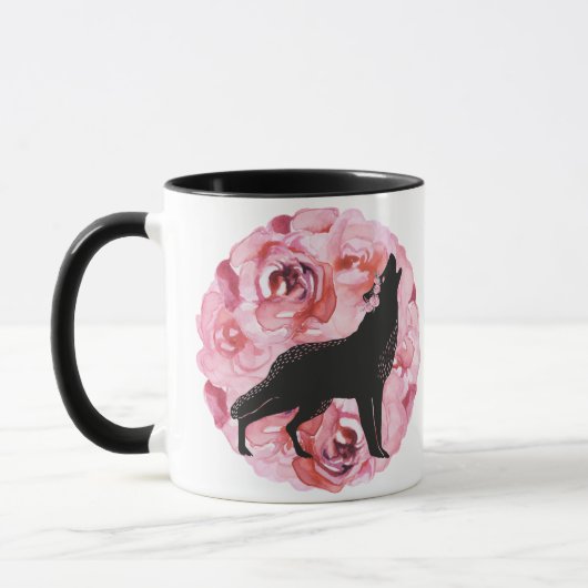 Tasse rose foncée de roses de loup noir (Gauche)