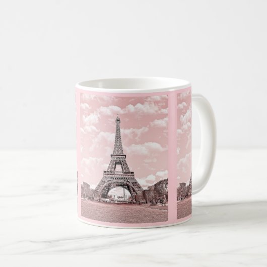 Tasse rose mignonne de Tour Eiffel (Devant droit)