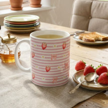 Tasse Rose Pâle Fraise & Daisy | Floral Coquette M