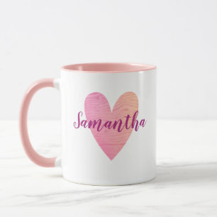 Tasse rose personnalisée de coeur