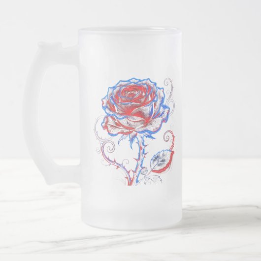 Tasse Rose Rouge Néon et Bleu (Gauche)