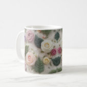 Tasse Rose Tricotée Pastel | Texte de Pull Floral (Devant gauche)