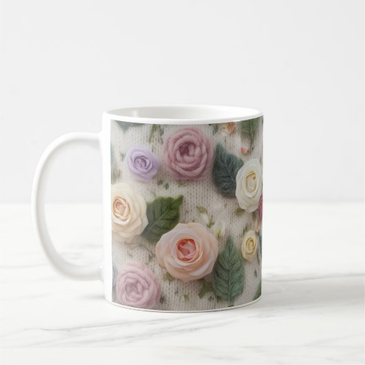 Tasse Rose Tricotée Pastel | Texte de Pull Floral (Gauche)