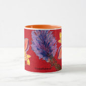 Tasse rouge abstraite d'orchidée (Centre)