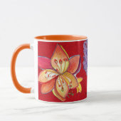 Tasse rouge abstraite d'orchidée (Gauche)