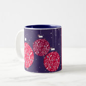 Tasse rouge/bleue de babiole d'étincelle de Noël (Devant gauche)