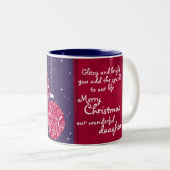 Tasse rouge/bleue de babiole d'étincelle de Noël (Devant droit)