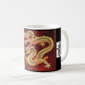 Tasse rouge chinoise de dragon (Devant droit)