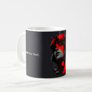Tasse Rouge Cible Fille Cyberpunk Dystopique Edgy