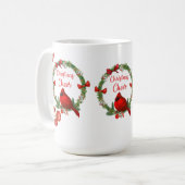 Tasse rouge d'acclamation de cardinal et de Noël (Devant gauche)