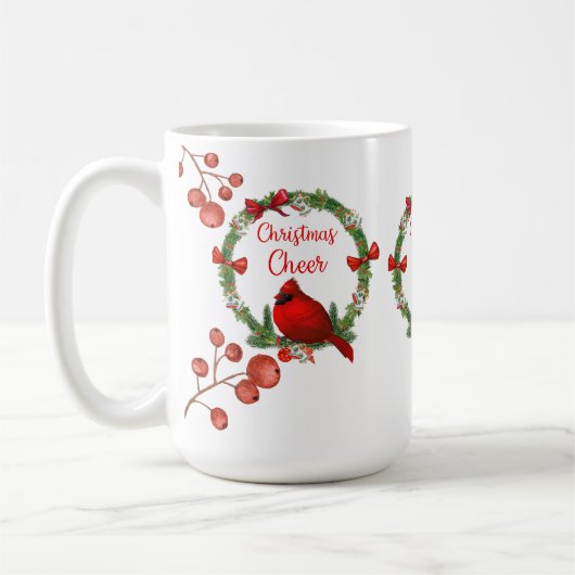 Tasse rouge d'acclamation de cardinal et de Noël (Gauche)