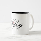 Tasse rouge de coeur de Wifey blanche et noire (Devant droit)