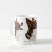 Tasse rouge de conception de tête de border collie (Devant gauche)