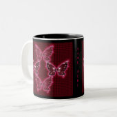 Tasse rouge de motif de papillon (Devant gauche)