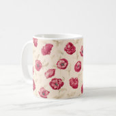 Tasse rouge de motif de pavots (Devant gauche)