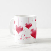 Tasse rouge de Saint-Valentin de coeurs (Devant gauche)