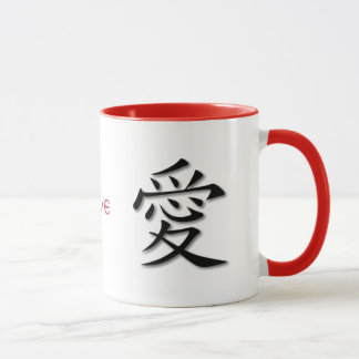 Tasse rouge de sonnerie avec le symbole chinois
