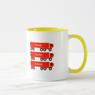 tasse rouge de tasse de camion de jaune de camion