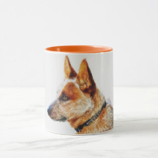 Tasse rouge de ton de Heeler deux de "boomer"