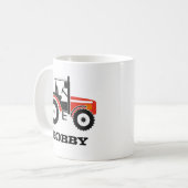 Tasse rouge de tracteur avec le nom (Devant gauche)