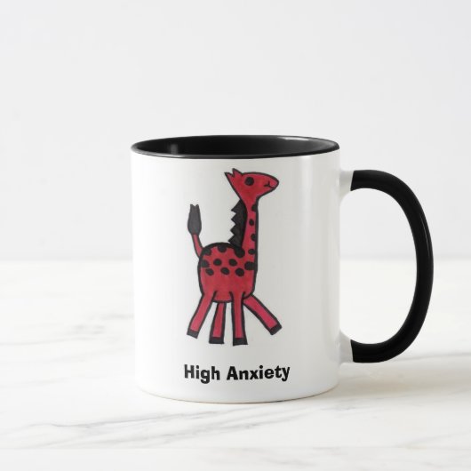 Tasse rouge "d'inquiétude élevée" de girafe (Droite)