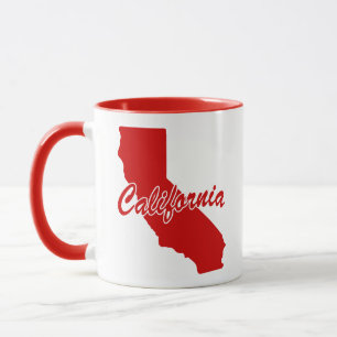 Tasse rouge en forme de l'État de Californie