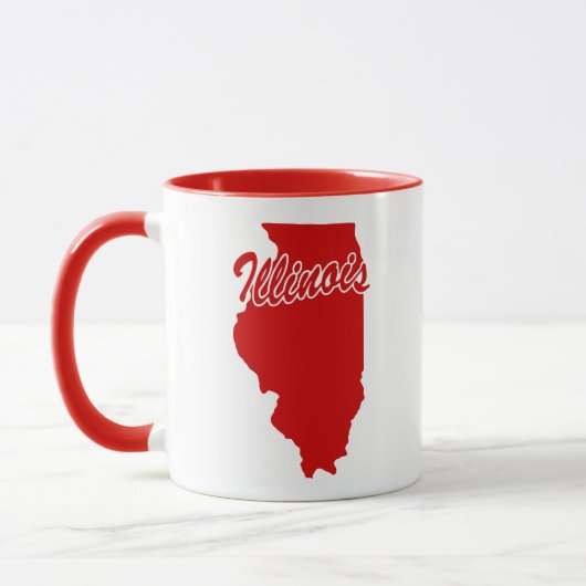 Tasse rouge en forme de l'État de l'Illinois (Gauche)