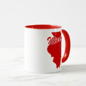 Tasse rouge en forme de l'État de l'Illinois (Devant droit)
