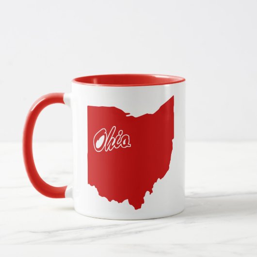 Tasse rouge en forme de l'État de l'Ohio (Gauche)