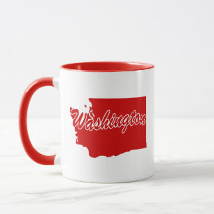 Tasse rouge en forme de l'État de Washington