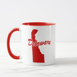 Tasse rouge en forme de l'État du Delaware