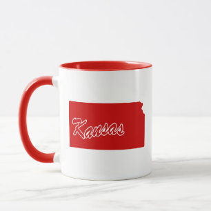 Tasse rouge en forme de l'État du Kansas