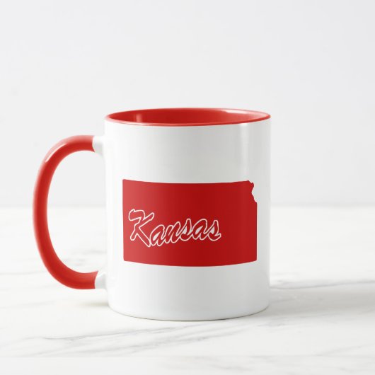 Tasse rouge en forme de l'État du Kansas (Gauche)