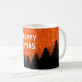 Tasse rouge Joyeux Noël avec forêt, arbres et neig (Devant droit)