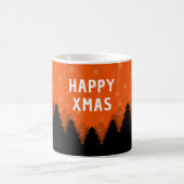 Tasse rouge Joyeux Noël avec forêt, arbres et neig (Centre)