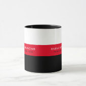 tasse rouge noire avec nom et profession (Centre)
