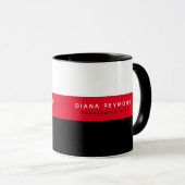 tasse rouge noire avec nom et profession (Devant droit)