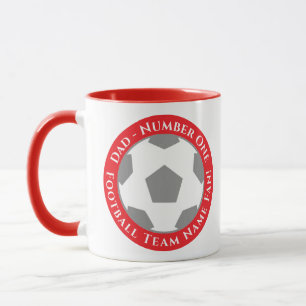Tasse rouge « Papa footballeur audacieux et passio
